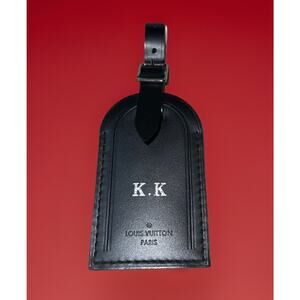 Louis Vuitton Paris Black Leather Silver Tone w/ KK Initials Large UEC